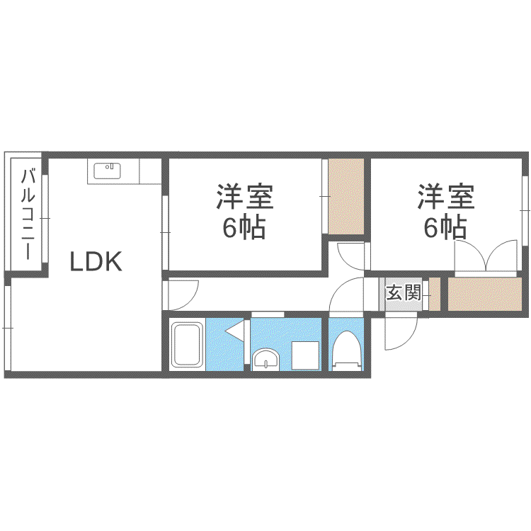 クチュール月寒東(2LDK/2階)の間取り写真