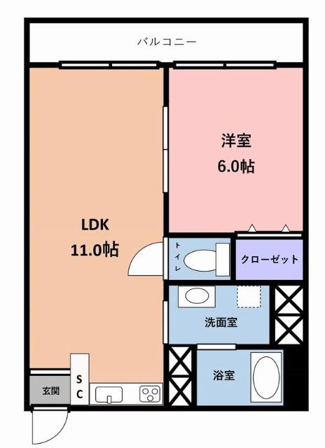 マンションニュー行徳第3(1LDK/4階)の間取り写真