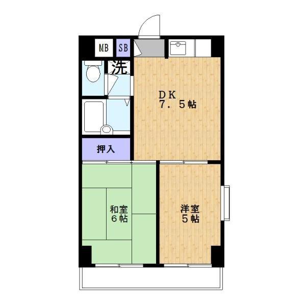 クレセント南千住(2DK/5階)の間取り写真