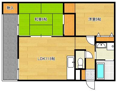 アコード庚午北(2LDK/2階)の間取り写真