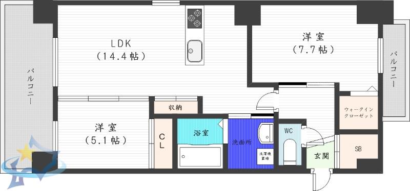 GIRAFFE ODORI-NISHI15 PREMIER(2LDK/2階)の間取り写真