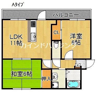 シェーヌパレ(2LDK/6階)の間取り写真