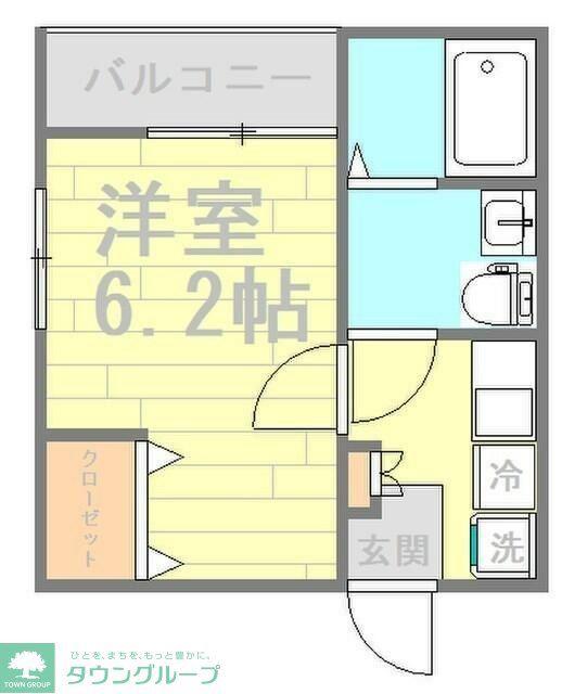 ウエストガーデン坂戸(1K/3階)の間取り写真