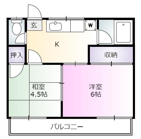 林アパート(2K/2階)の間取り写真