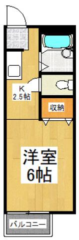 オークヴィラ(1K/1階)の間取り写真