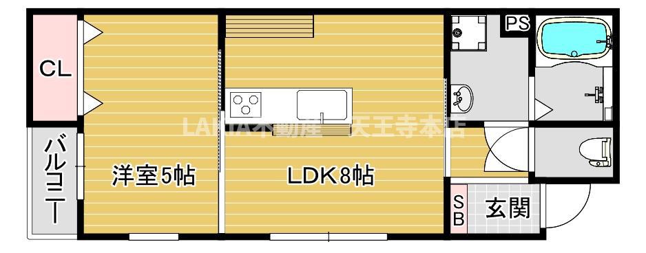 CYS ABENO イースト(1LDK/2階)の間取り写真