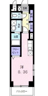 シャトレエレガン(ワンルーム/2階)の間取り写真