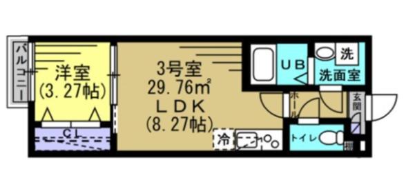 ケーエイチ南流山(1LDK/1階)の間取り写真
