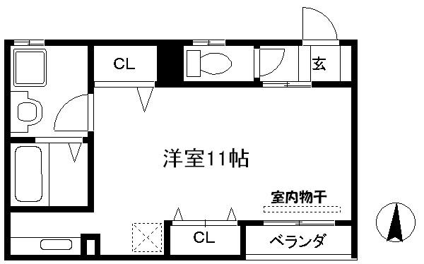 セントラルジェム御所南(1K/1階)の間取り写真
