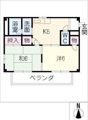 ハイツ晃武(2K/2階)の間取り写真