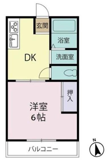 サンハイツ(1DK/2階)の間取り写真