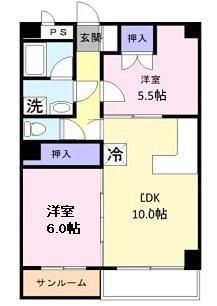 RO-LEX掛尾ビル(2LDK/5階)の間取り写真