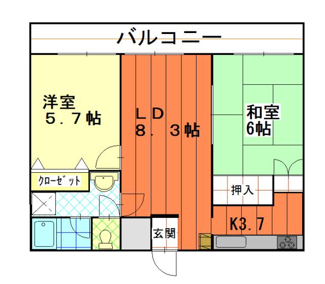 ストークマンション(2LDK/3階)の間取り写真