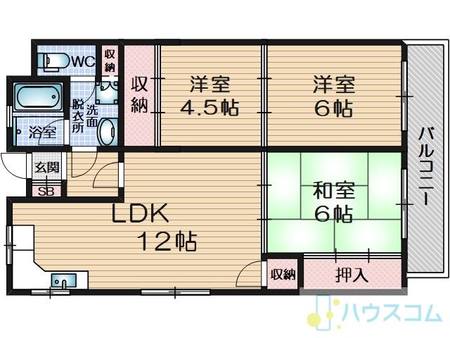 久富マンション(3LDK/5階)の間取り写真