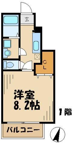 カトゥルセゾン(1K/1階)の間取り写真