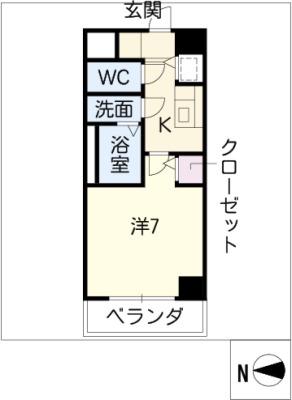 ヴィラマリオン(1K/7階)の間取り写真