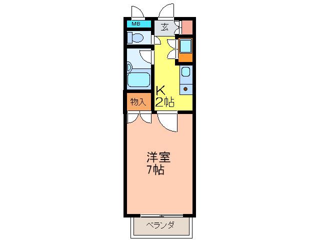 アヴニール(1K/2階)の間取り写真
