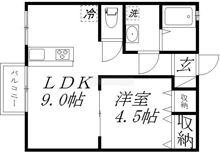 アービル篠原B(1LDK/2階)の間取り写真