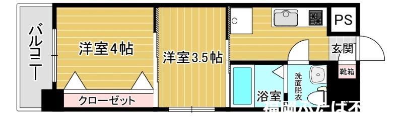 リファレンス博多駅前(2K/8階)の間取り写真