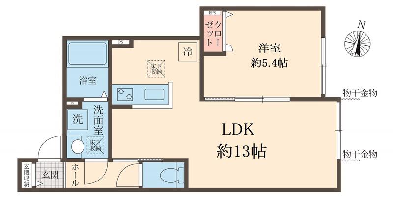 カーム カモミール(1LDK/1階)の間取り写真