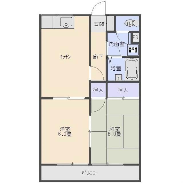 イーコンハイツ(2DK/2階)の間取り写真