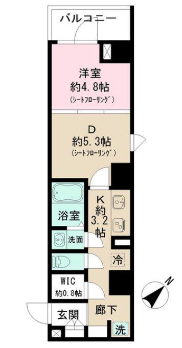 ショコラスイート東日本橋(1DK/2階)の間取り写真