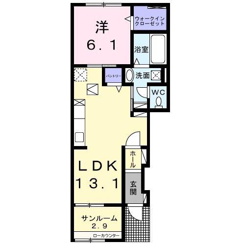 プライム五井II(1LDK/1階)の間取り写真