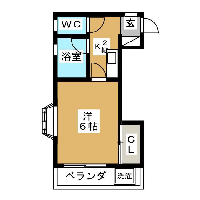 第2サニーハイツ田園(1K/2階)の間取り写真