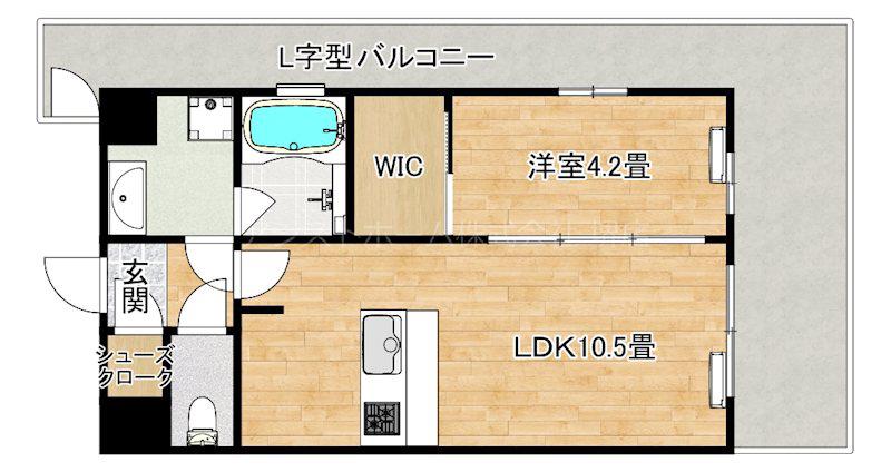オリエンテム宿院南(1LDK/4階)の間取り写真