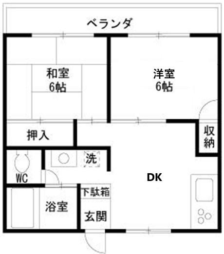 サンハイツ戸塚(2DK/2階)の間取り写真