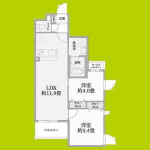 ウェルスクエア万代東(2LDK/3階)の間取り写真