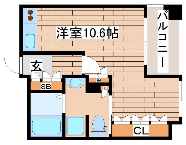 リーガル神戸中山手通(1K/6階)の間取り写真