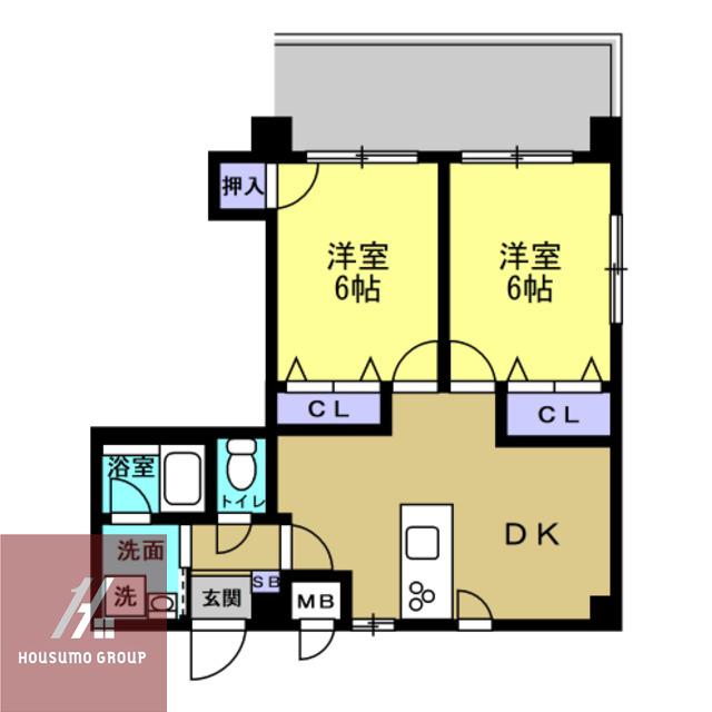 アビタシオン九条(2DK/7階)の間取り写真