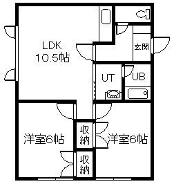 ハウスK&Y(2LDK/2階)の間取り写真