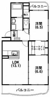 メテオール(2LDK/2階)の間取り写真