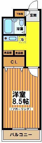ウェル明大前(1K/2階)の間取り写真