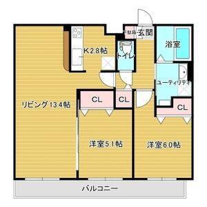 レジデンス北野ヒルズI(2LDK/2階)の間取り写真