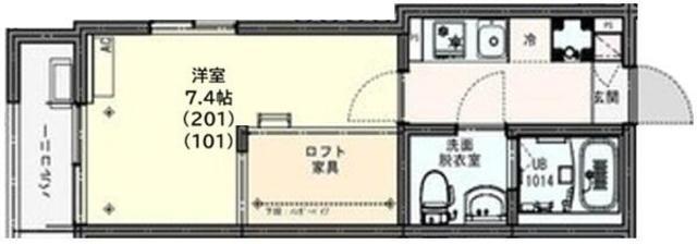 KEIAI RESIDENCE 八王子(1K/2階)の間取り写真