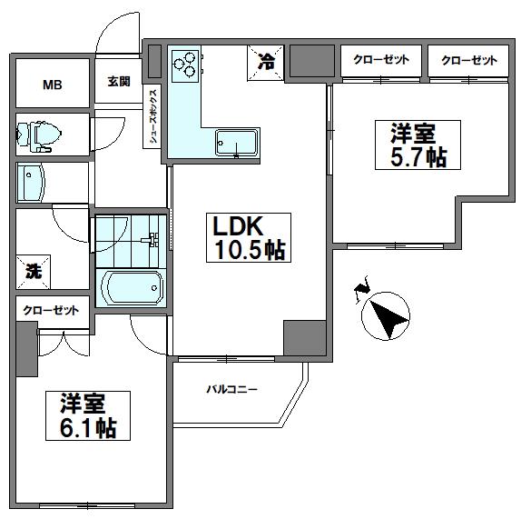 東池袋ハイツ壱番館(2LDK/11階)の間取り写真