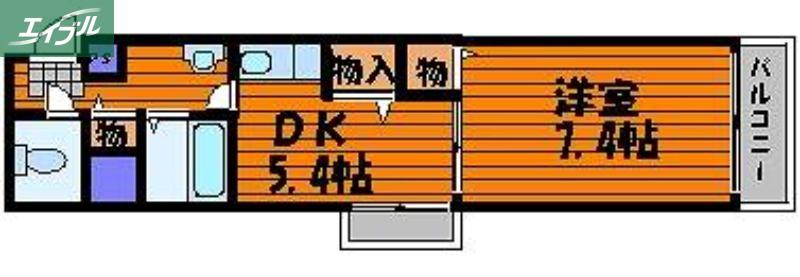 パルロイヤル東古松(1DK/3階)の間取り写真