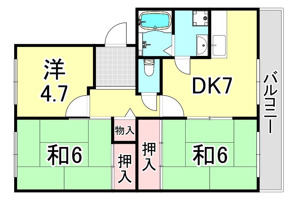 フルーツヴィラマルイ(3DK/3階)の間取り写真