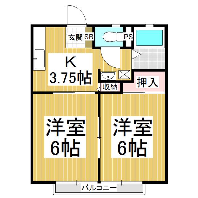 サンシティープリンス(2K/1階)の間取り写真