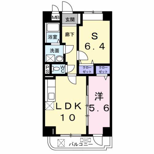 メゾン ド ボヌール 上尾(2LDK/3階)の間取り写真