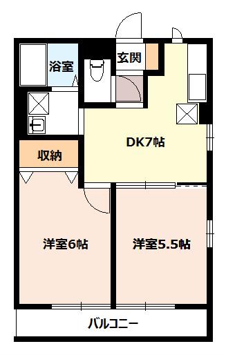 ＪＲ相模線 社家駅 徒歩19分 2階建 築23年(2DK/2階)の間取り写真