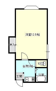 アジュール中橋II(1K/2階)の間取り写真