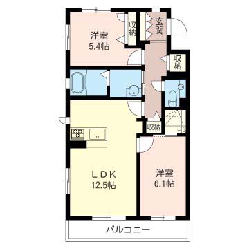 マストライフ新越谷 A棟(2LDK/2階)の間取り写真