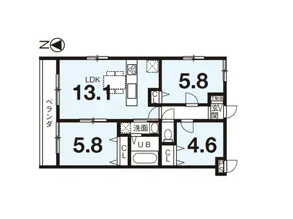 メゾンH&DV(3LDK/5階)の間取り写真