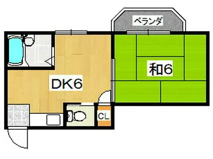 スターハイツ(1DK/2階)の間取り写真