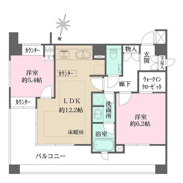 藤和高輪ホームズ(2LDK/5階)の間取り写真