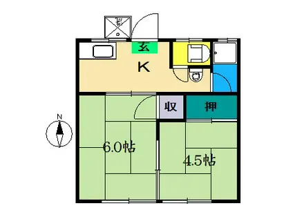 第二松本荘(2DK/2階)の間取り写真